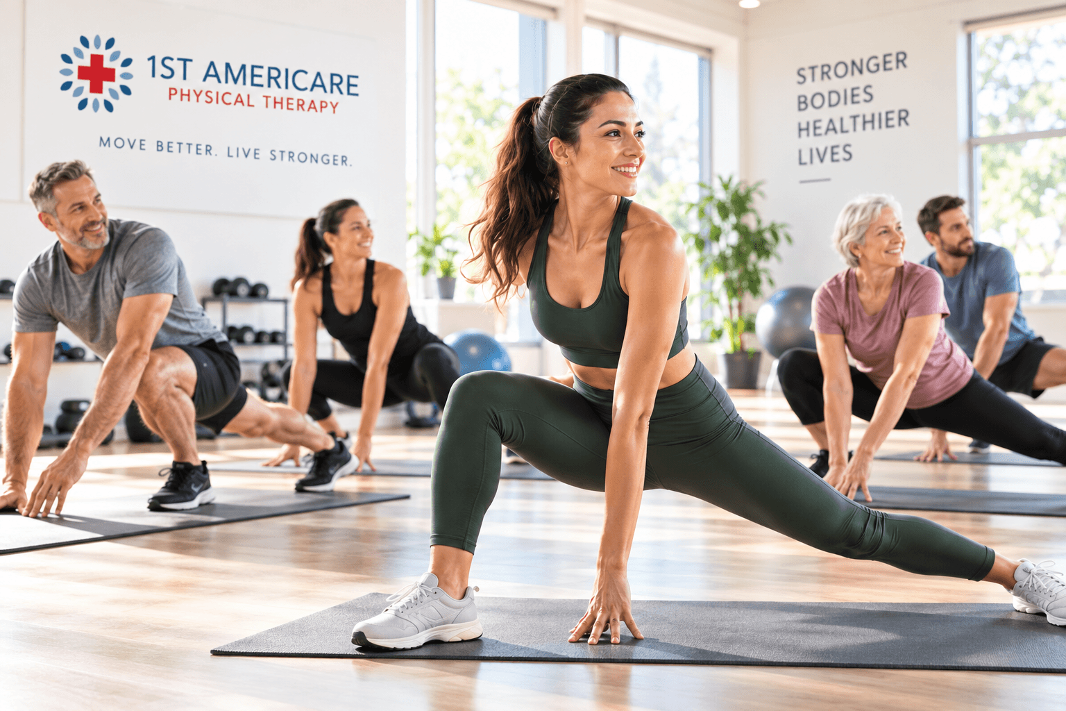 Small group participating in a wellness exercise class